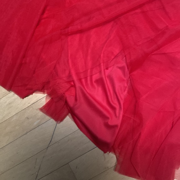 Red chiffon midi skirt fully lined - Picture 6 of 8